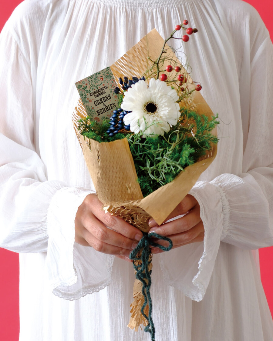 【12月のレコメンドフラワーフェア　ナチュラルなクリスマス🎄「グリーン＆ベリー」🍎冬の暮らしにぬくもりを】